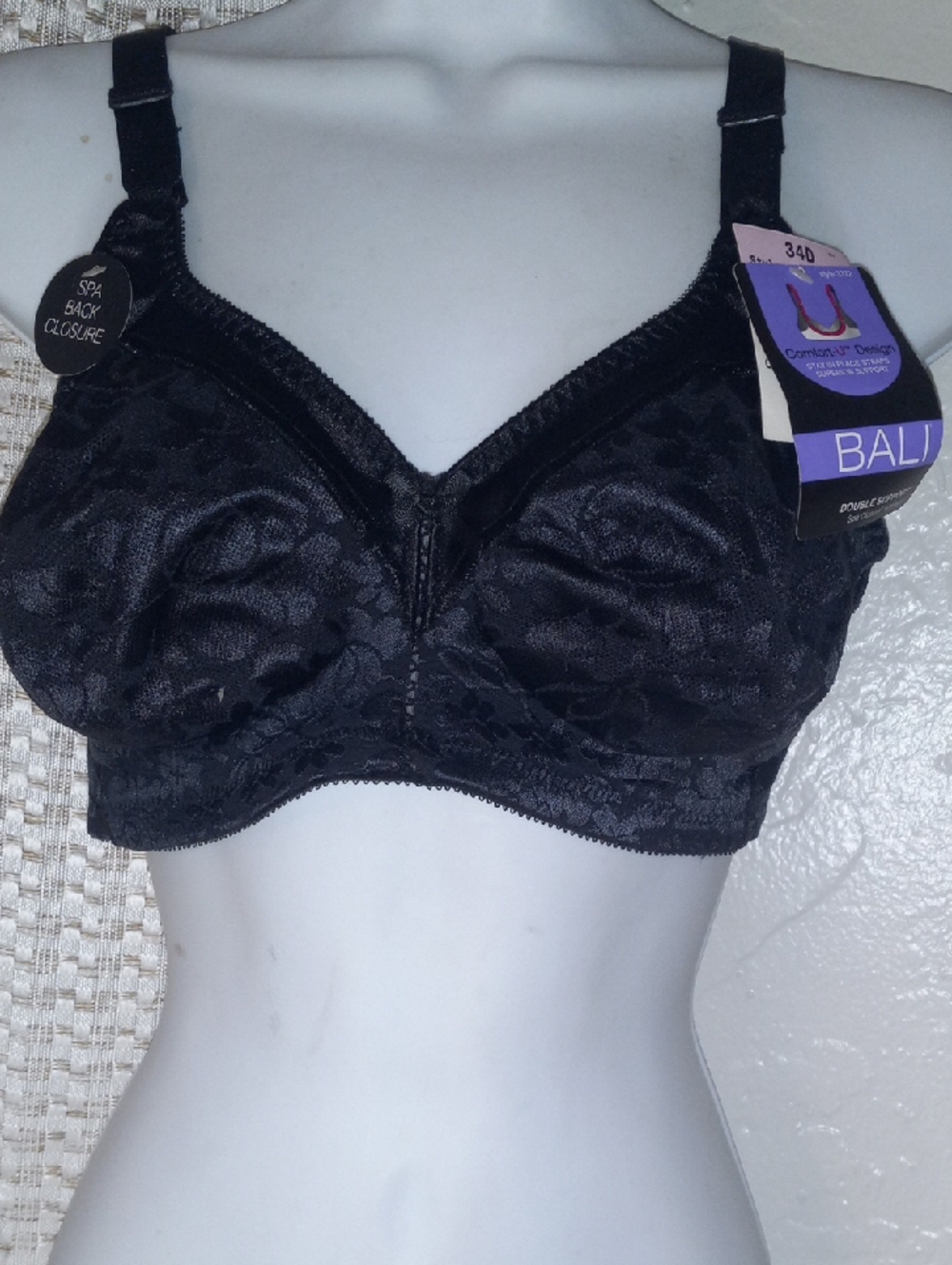 Bali Black Lace Support Bra - Full Coverage
